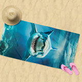 1pc Quick-Dry Microfiber Beach Towel with Vivid Deep-Sea Shark Design - Lightweight, Sand-Resistant, Perfect for Beach, Camping & Hiking - Ideal Gift for Shark Enthusiasts, Beach Blanket
