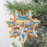 Christmas Night Snowflake Wooden Ornaments by G. Debrekht - Christmas Decor - 8688416