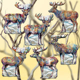 Iconic Caribou of Alaska Decorative Wooden Clip-on Ornaments Set of 6 by G. Debrekht - Wildlife Decor - 8090111C-S6
