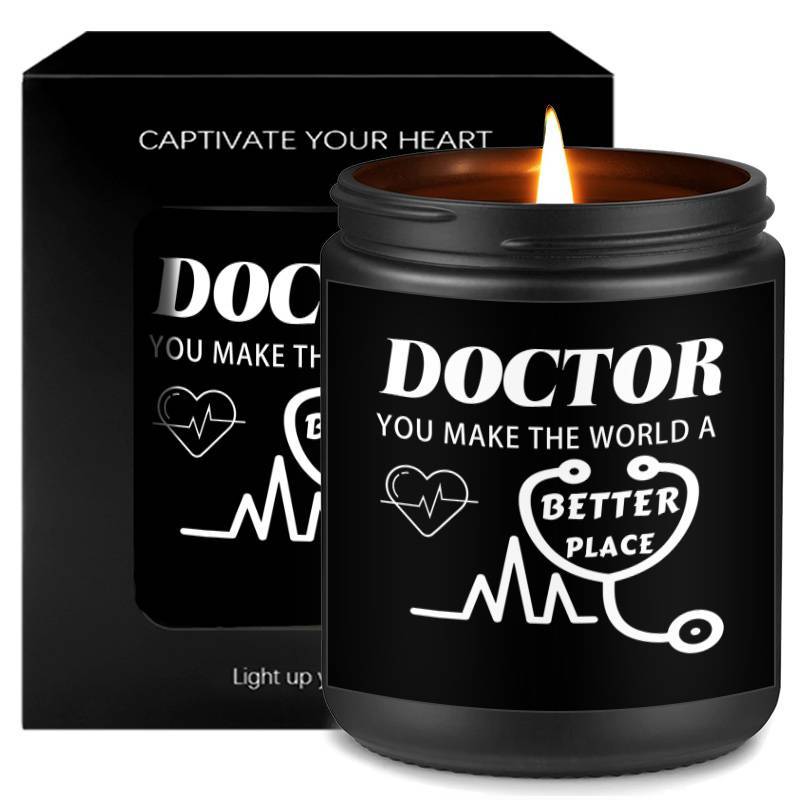 Glass Doctor Themed Lavender Scented Candle - Appreciation Gift for Medical Professionals, Future & Country Doctors, Retirement & Birthday Present, No Electricity Needed, Ideal for Men & Women