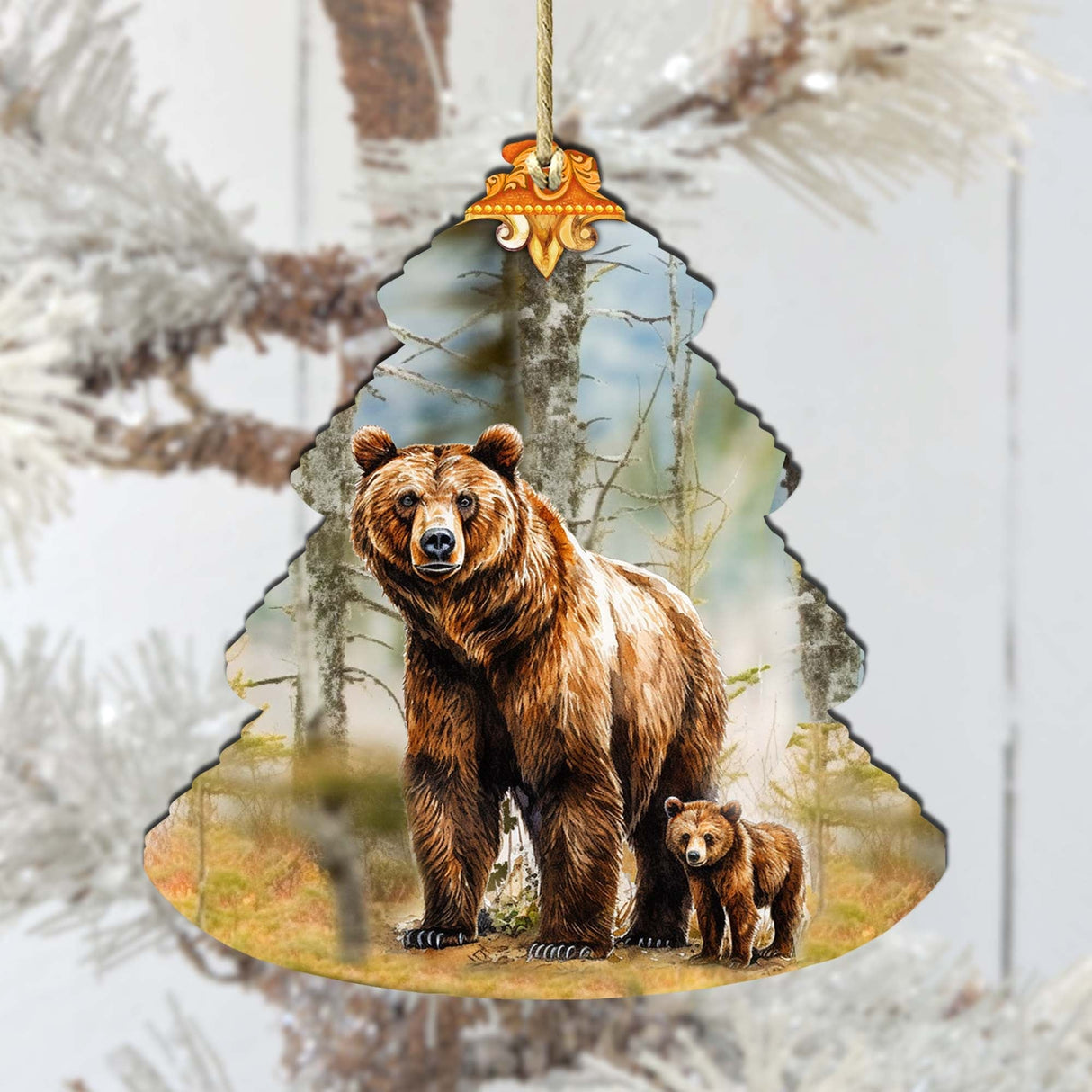 Adornos de madera para árbol de Navidad con temática de oso grizzly del bosque, de G.Debrekht - Decoración navideña de vida silvestre - 870010