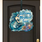 Bienvenido a Mermaid Cave - Letrero de bienvenida para puerta de entrada Pancarta de entrada principal Letrero de bienvenida - Decoración de porche delantero de madera - 933112H