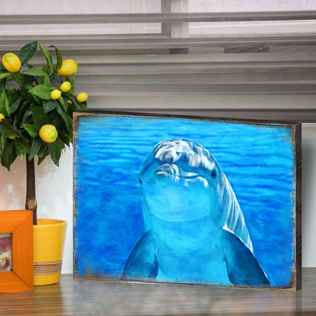 Arte de pared costero de madera con diseño de delfín de Speers de Nature Wonders - Decoración costera de vida marina - 95261B