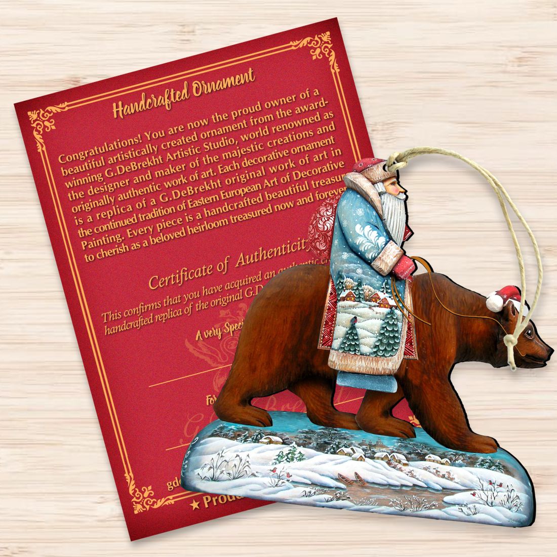 Santa On Grizzly Bear Ornament by G. DeBrekht - Christmas: Santa Snowman Decor - 8151128