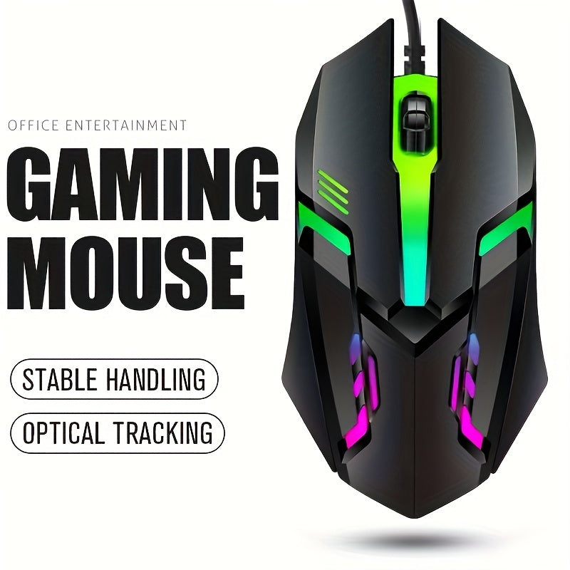 Ratón para juegos con cable de alta precisión de 1200 DPI y retroiluminación LED: ratón óptico USB para PC y portátil, ideal para juegos, Dota 2 y más.