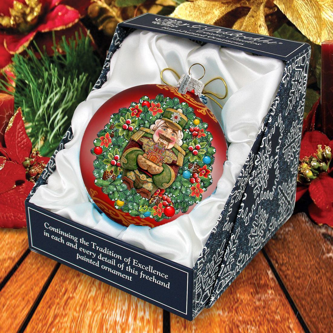 Adorno de cristal "El Cascanueces", edición limitada, de G. DeBrekht - Decoración navideña de Papá Noel y muñeco de nieve - 73907