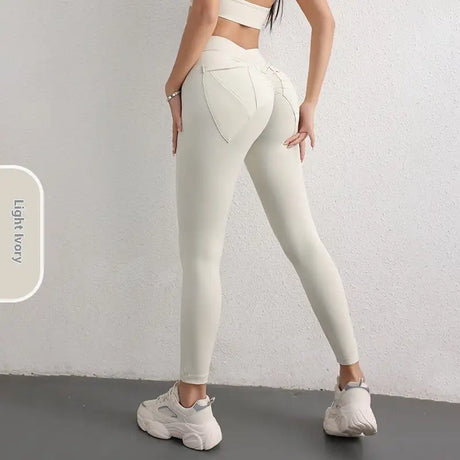 High Waist Hip Lift Yoga Pants With Pockets Women's Sports Fitness Trousers Leggings - Lootquake