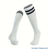 1 par de calcetines deportivos a rayas hasta la rodilla para niños: transpirables y cómodos para baloncesto, fútbol y running.