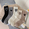 Lot de 3/5 paires de chaussettes côtelées à motif cœur, chaussettes mi-hautes confortables et douces, bas et collants pour femmes