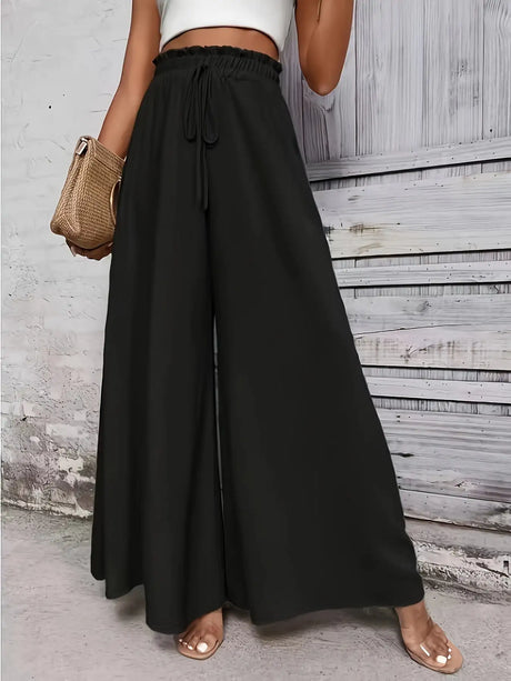 Ladies Plus Size Casual Pants Elastic Waist Wide-leg Pants - Lootquake