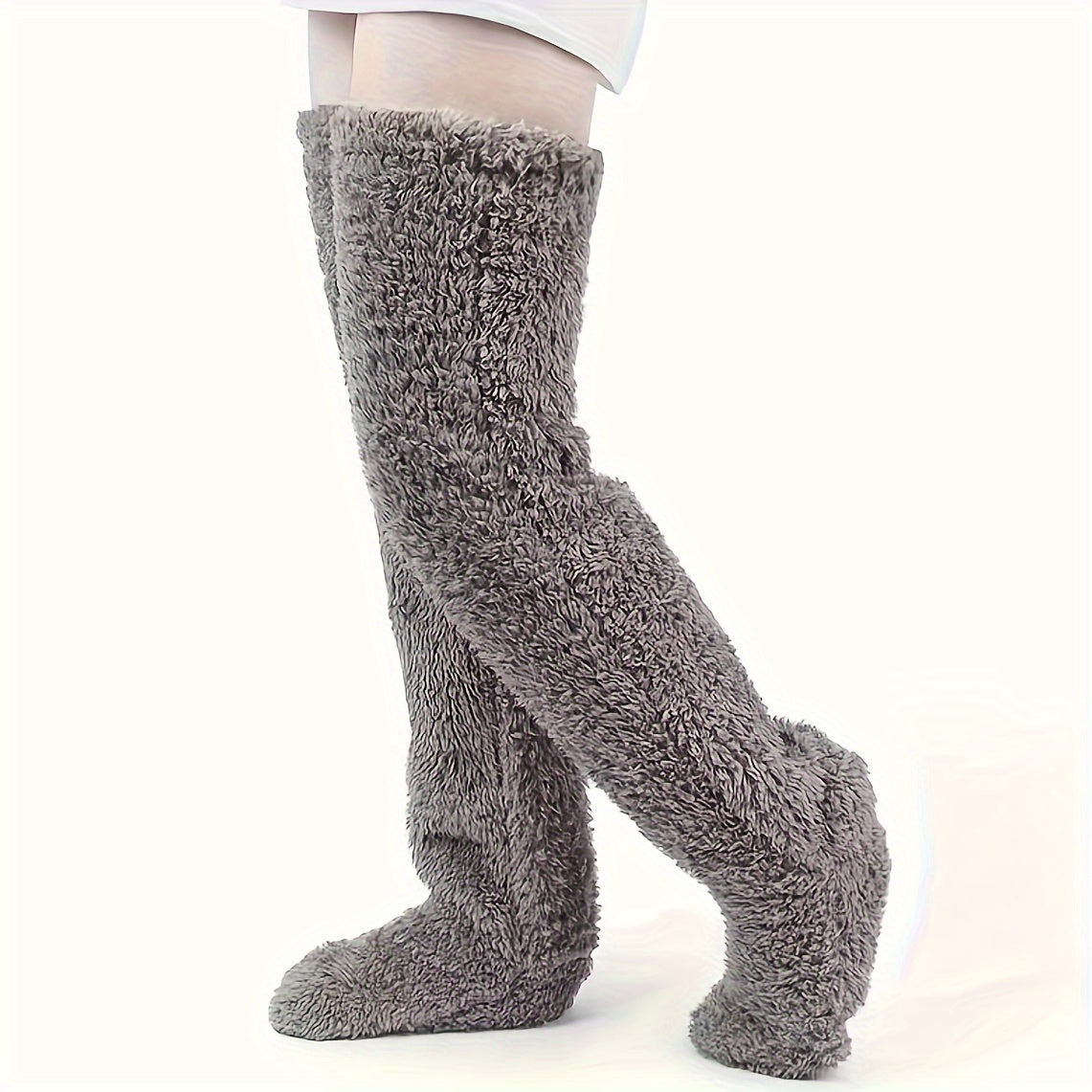 Calcetines afelpados hasta el muslo para parejas: medias de punto cálidas y duraderas por encima de la rodilla, de fácil cuidado.