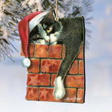 Adornos de madera de Papá Noel con el gato Peeking Tom - Adorno para árbol de Laura Seeley - Decoración para perros y gatos - 8512062-LS