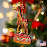 Carousel Giraffe Christmas Wooden Ornaments by G. DeBrekht - Carousel Holiday Decor - 8114048