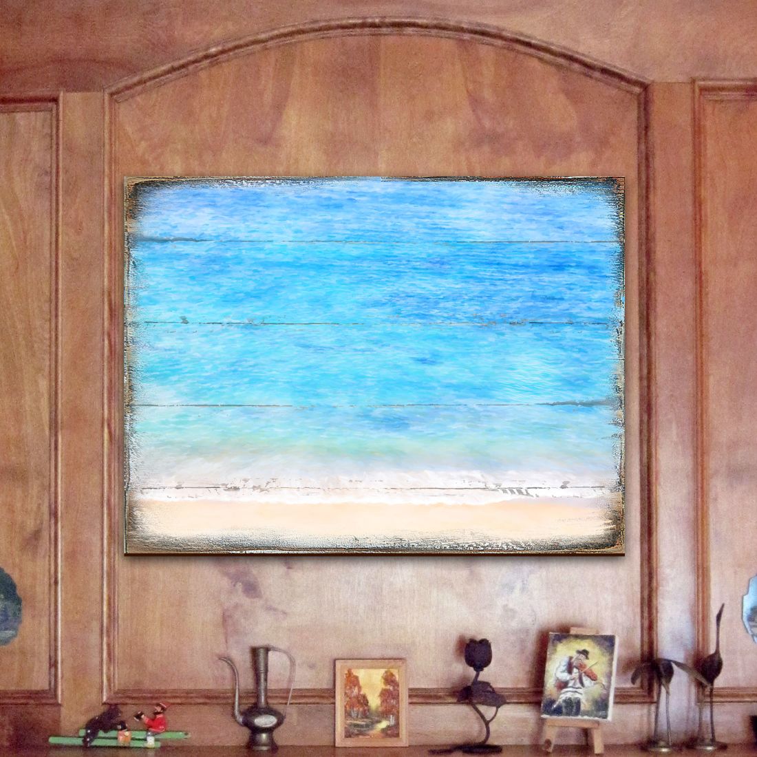 Arte de pared costero de madera de la marca Spataro Beach de Nature Wonders - Decoración costera con vida marina - 95226-2B