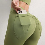High Waist Hip Lift Yoga Pants With Pockets Women's Sports Fitness Trousers Leggings - Lootquake