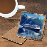 Cruise Ship Wooden Cork Coasters Gift Set of 4 by Nature Wonders Coastal Nature Wildlife Decor  - 95392C-S4