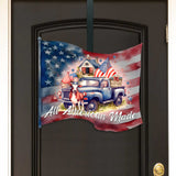 Front door welcome sign American Car flag United we stand All American Made Front porch Patriotic wreath Main entrance banner Red and White Welcome sign - Wooden front porch decor - 933109H