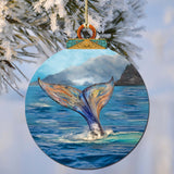 Iridescent Humpback's Tail Wooden Ornaments by G.Debrekht - Wildlife Holiday Decor - 870043