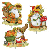Fall Gnome Outdoor Garden Decor Set of 3 by Susan Winget - Thanksgiving Decor - 8471250M-S3-SW