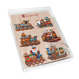 Juego de 6 imanes decorativos de madera con forma de tren navideño de Papá Noel, de G. Debrekht - Decoración navideña - 8090123G-S6