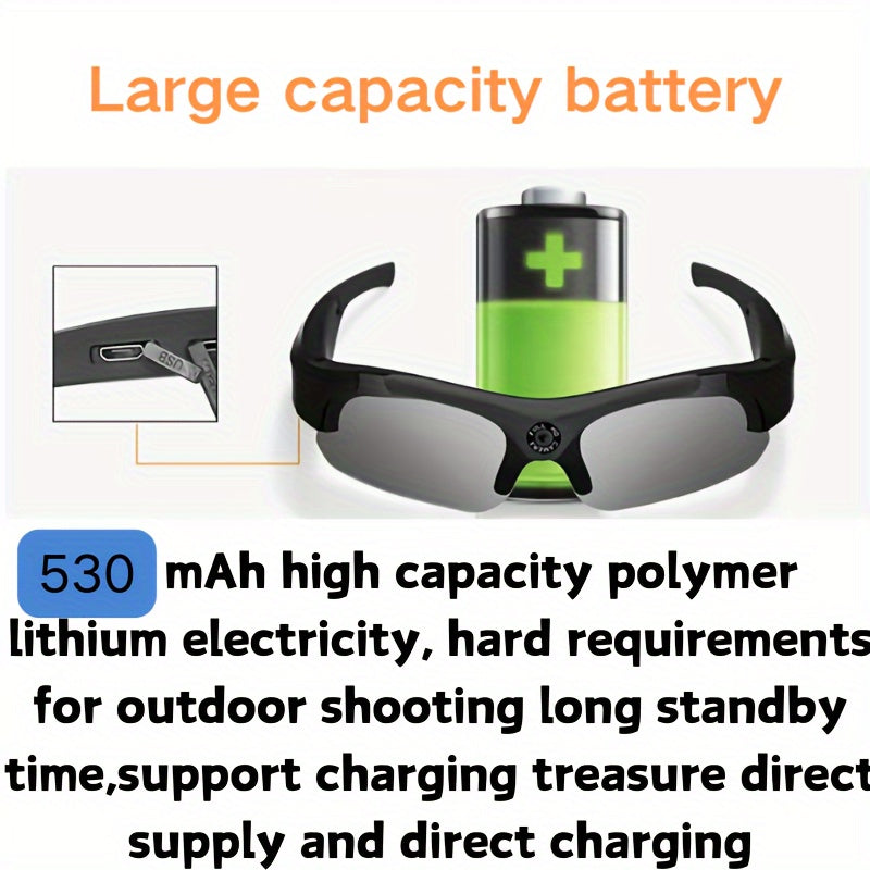 1080P HD Camera Glasses Smart CamcorderOutdoor Cycling Sports Glasses VideoCamera, Long Battery, Smart Glasses For Biking, Fishing, Travelling