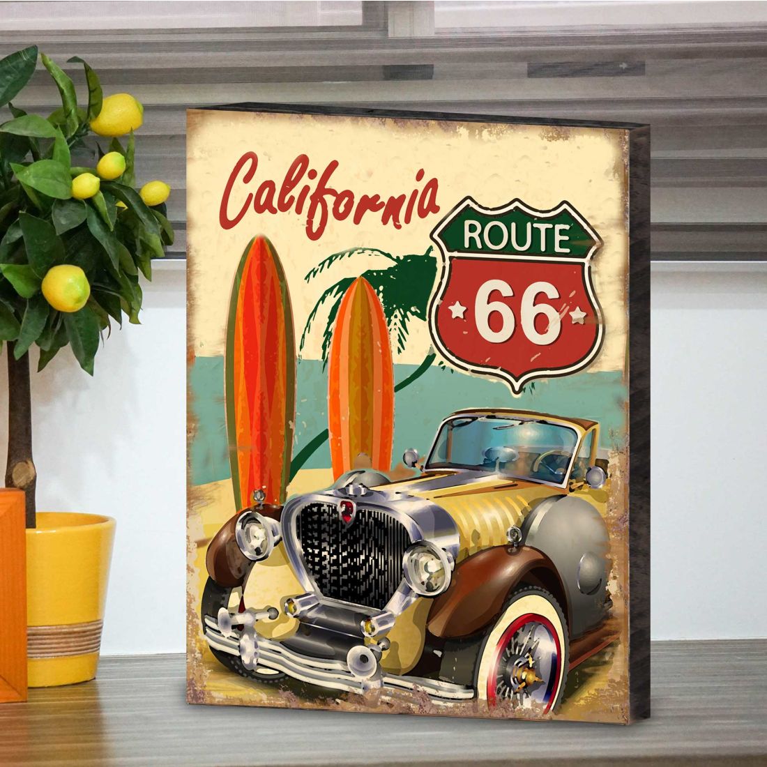 Arte mural costero de madera South Lamar Auto de Nature Wonders - Decoración costera con vida marina - 95347B