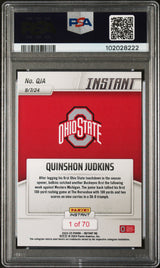Tarjeta de fútbol RC Quinshon Judkins #QJA Rookie de Panini Instant NIL 2024 PSA 9 Mint