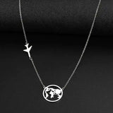 Stainless Steel Necklaces Airplane Globe Map Traveler Pendants Fashion - Lootquake