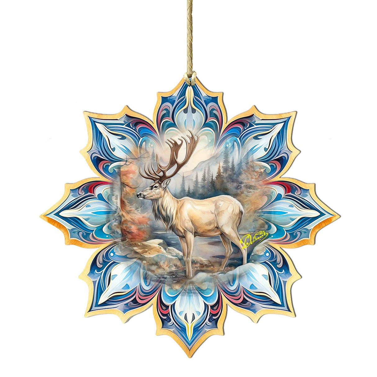 Adornos de madera con forma de copo de nieve de reno de G. Debrekht - Decoración de vida silvestre - 8688415