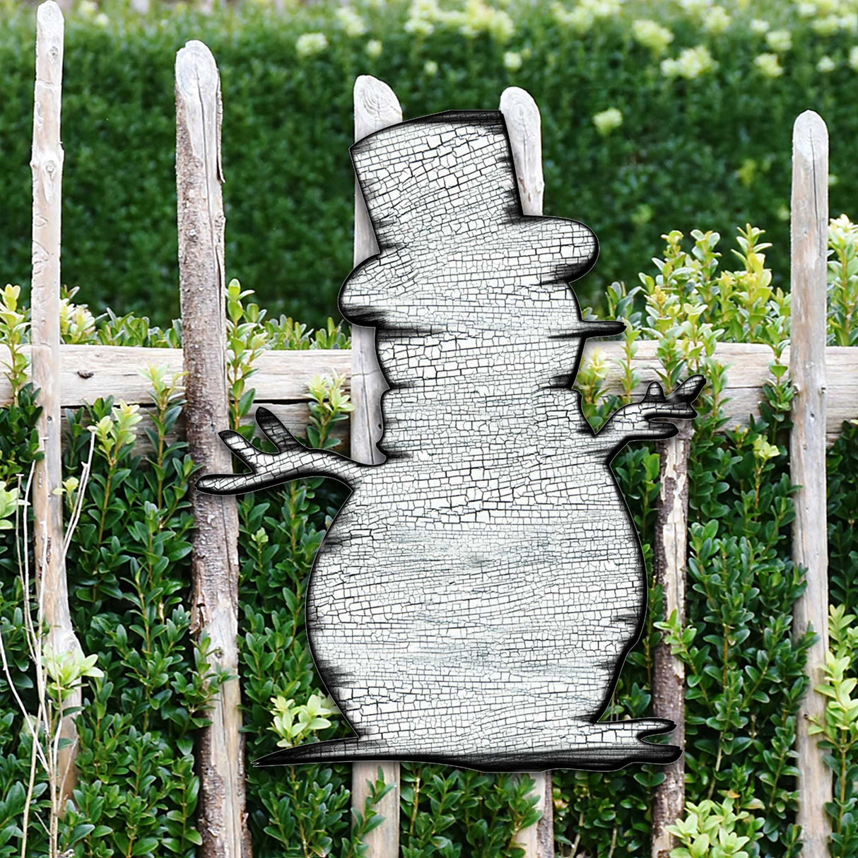 Decoración rústica para puerta con muñeco de nieve - Decoración navideña con Papá Noel y muñeco de nieve - 8198801H