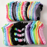 20/40 Pairs Heart Print Socks, Valentine's Day Candy Colored Ankle Socks, Women's Stockings & Hosiery