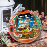 Christmas Arrival Up-Up and Away Glass Ornament Limited Edition by G. DeBrekht - Christmas Santa Snowman Decor - 73857