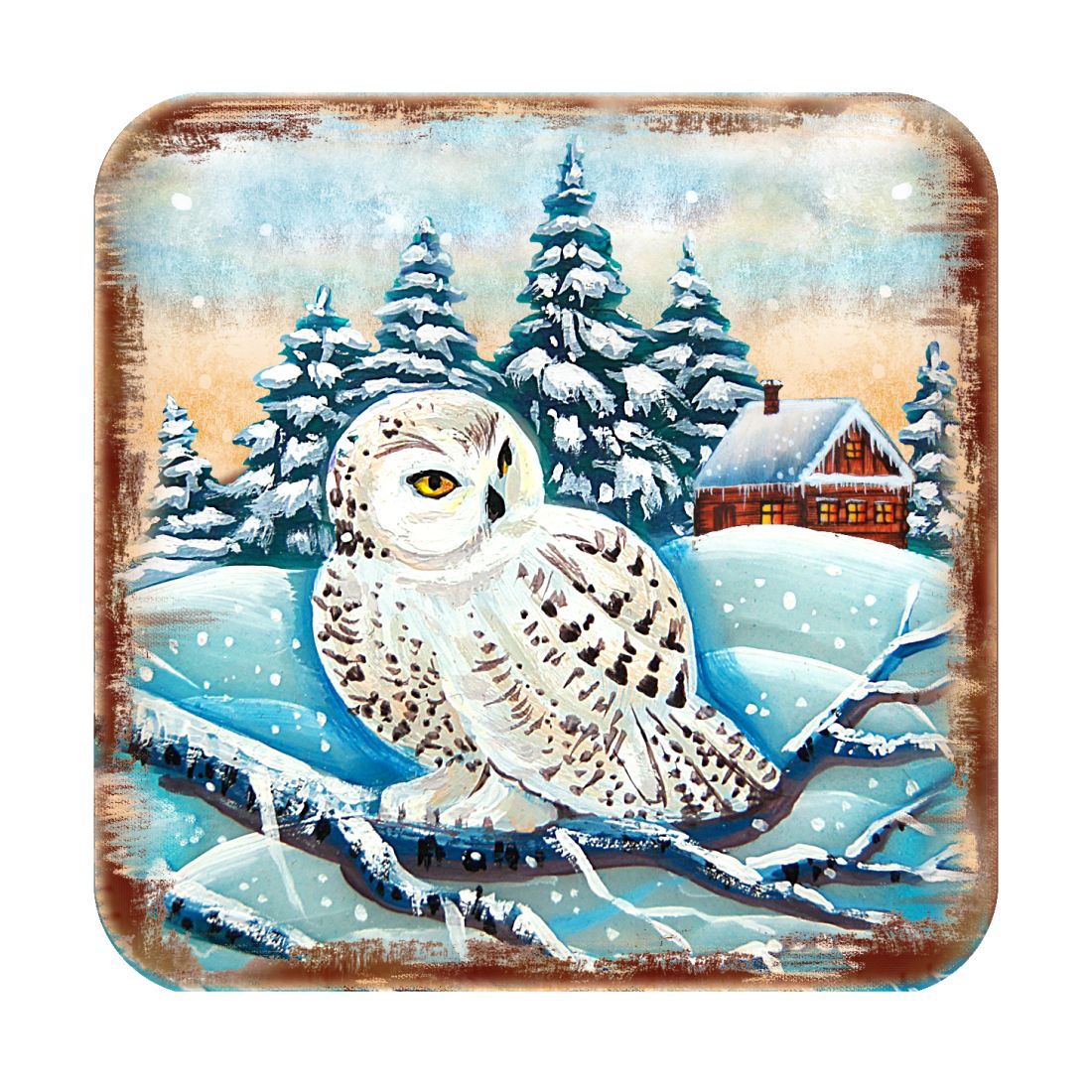 Owl Wooden Cork Coasters Gift Set of 4 by Nature Wonders - Nature Wildlife Decor  - 95213C-S4