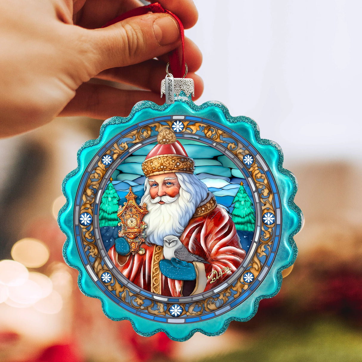 Forest Christmas Wreath Glass Ornament by G. Debrekht - Christmas Holiday Decor - 759-063