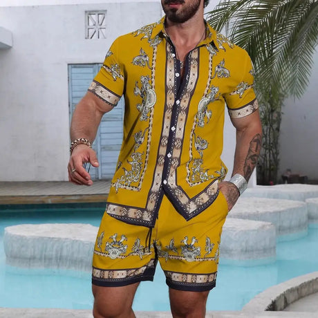3D Digital Printing Men's Casual Loose Shirt Shorts - Lootquake