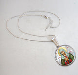 Mother of God Tenderness Silver Plated Mother of Pearl Necklace Jewelry - 43012
