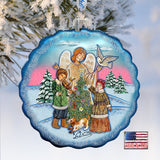 Winter Blessing Flower Glass Ornament by G. DeBrekht - Christmas Santa Snowman Decor - 759-021