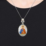 Saint Jude Silver Plated Mother of Pearl Necklace Jewelry - 43036