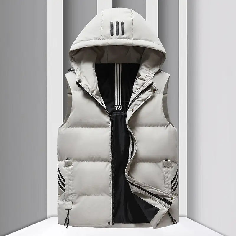 Men's Coat Hooded Thickened Warm Waistcoat Cotton Vest - Lootquake