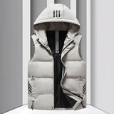 Men's Coat Hooded Thickened Warm Waistcoat Cotton Vest - Lootquake