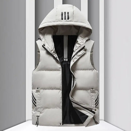 Men's Coat Hooded Thickened Warm Waistcoat Cotton Vest - Lootquake