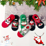 6 pares de calcetines navideños con estampado de dibujos animados, suaves y cómodos, de corte bajo, para mujer.