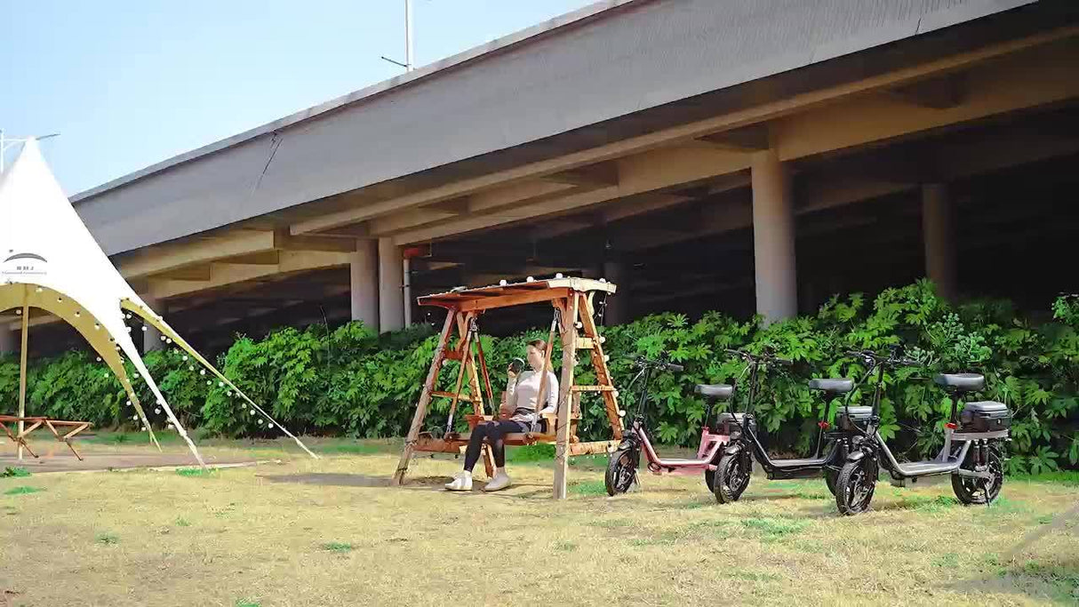 Trottinette électrique pour adultes, avec siège, moteur 740 W, autonomie jusqu'à 32 km/h, batterie 48 V 56,4 V 15 Ah, pneu 14 pouces, avec boîte arrière.
