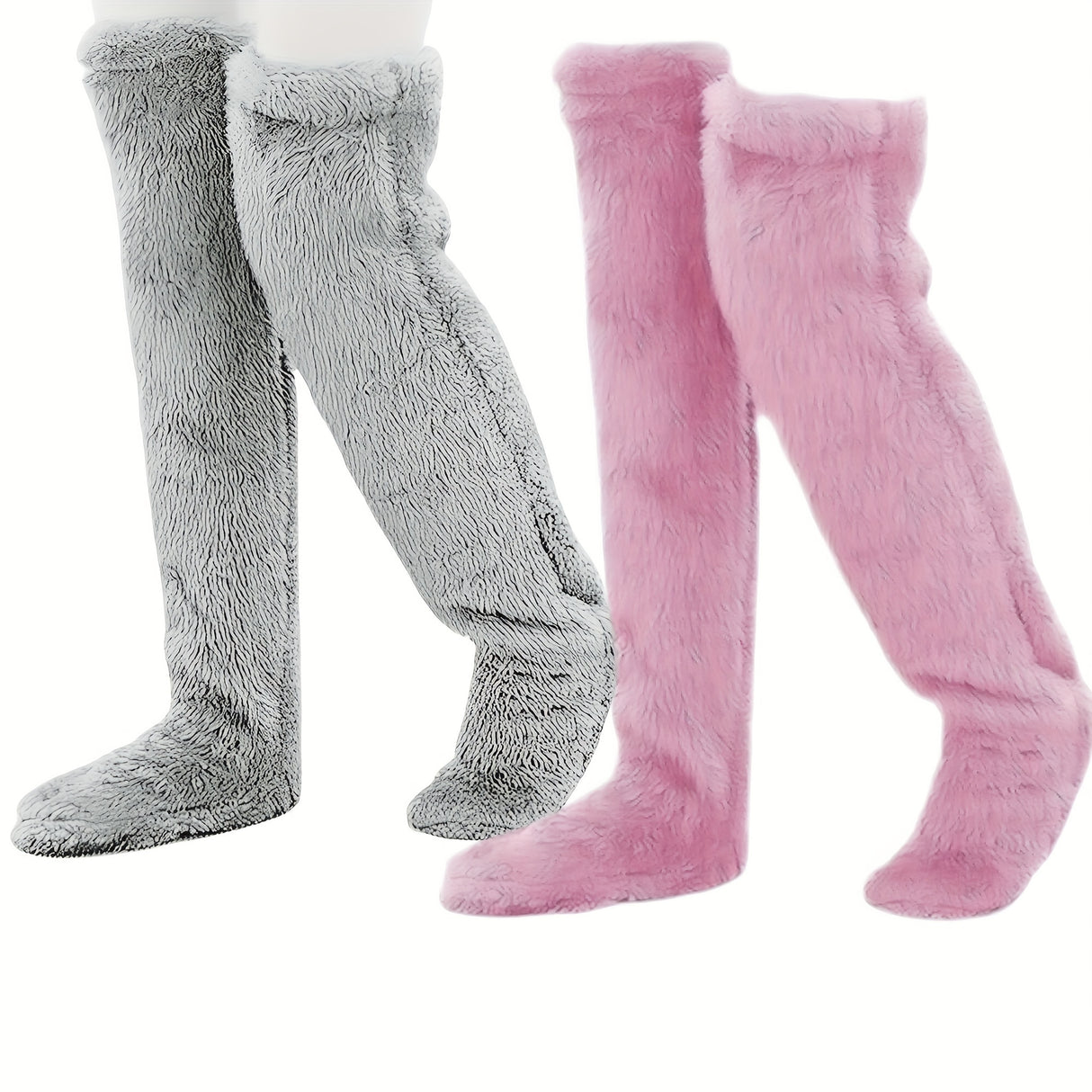 Calcetines afelpados hasta el muslo para parejas: medias de punto cálidas y duraderas por encima de la rodilla, de fácil cuidado.