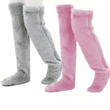 Calcetines afelpados hasta el muslo para parejas: medias de punto cálidas y duraderas por encima de la rodilla, de fácil cuidado.