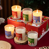 Coffret cadeau de bougies parfumées de Noël - 65 ml x 6 pièces, parfums rose, vanille, lavande et jasmin - Parfait pour la décoration des fêtes, les réunions de famille, les accessoires photo et les cadeaux de grand-mère