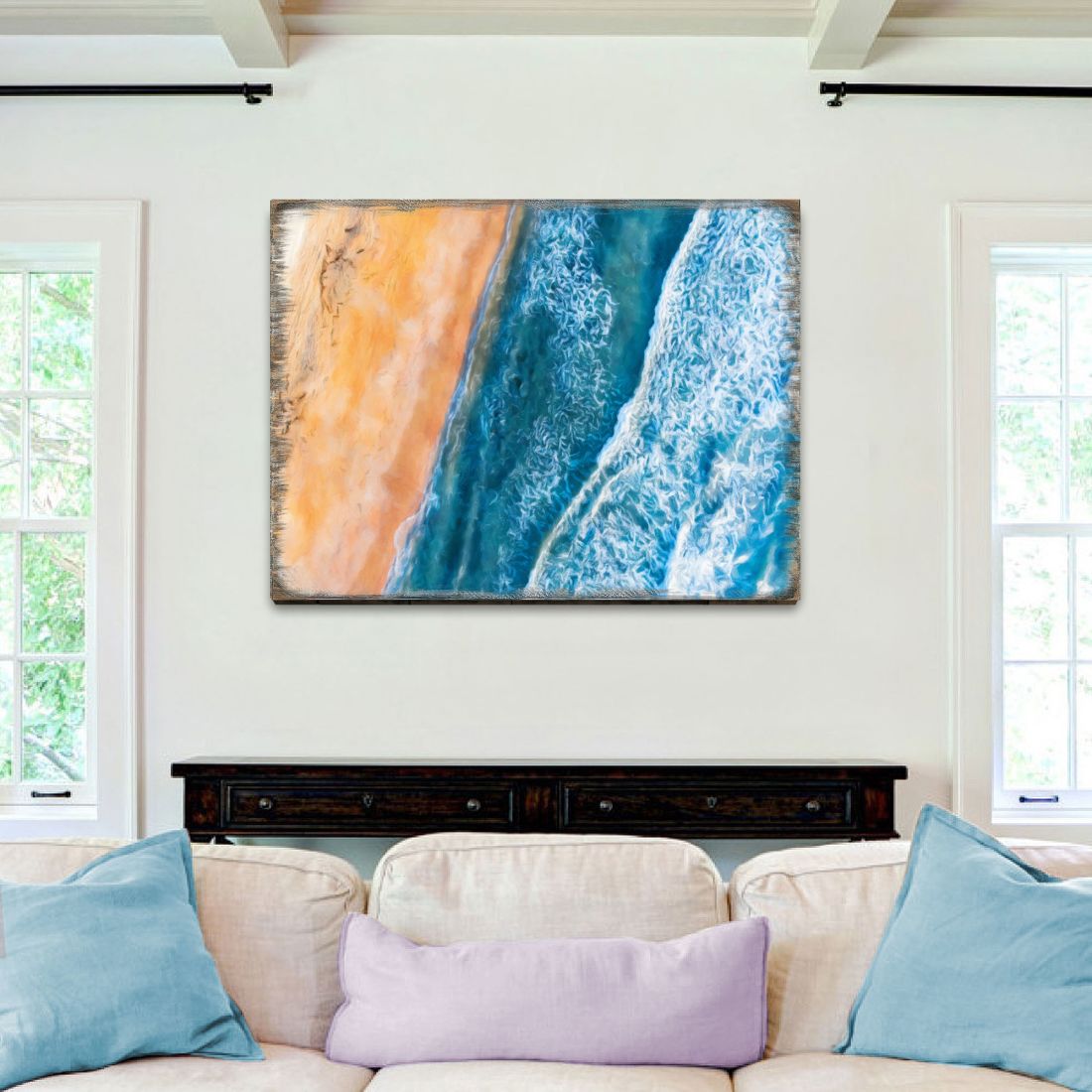 Ocean Shore Art Wooden Wall Art by Nature Wonders - Nature Wildlife Decor  - 95399B