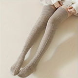 2 Pairs Solid Thigh High Stockings, Slim Fit Knitted Over The Knee Socks, Women's Stockings & Hosiery