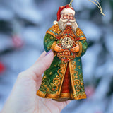 St. Nick's Magic Clock Wooden Ornaments by G. Debrekht - Christmas Santa Snowman Decor - 8691412