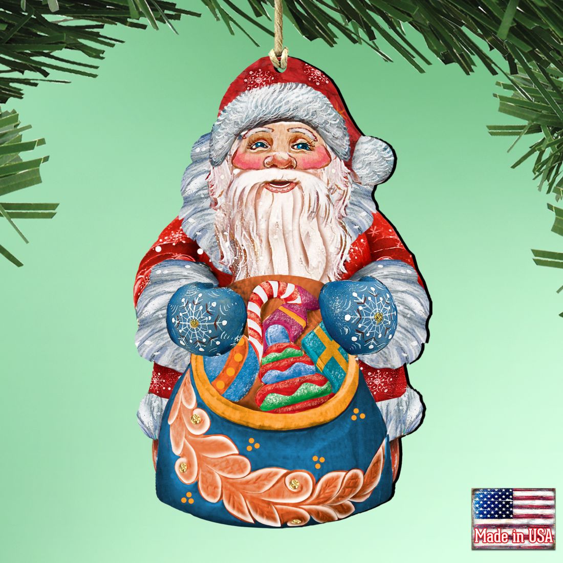 Birdie Santa Christmas Wooden Ornaments by G. DeBrekht - Christmas Santa Snowman Decor - 8117902